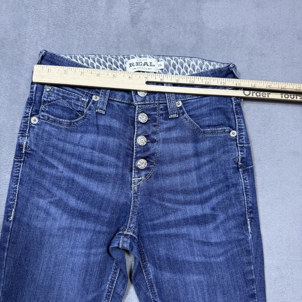 Ariat Jeans Womens 25R 25x33 Highrise Flare Bell Bottom Boho REAL Denim Rodeo - Picture 7 of 9